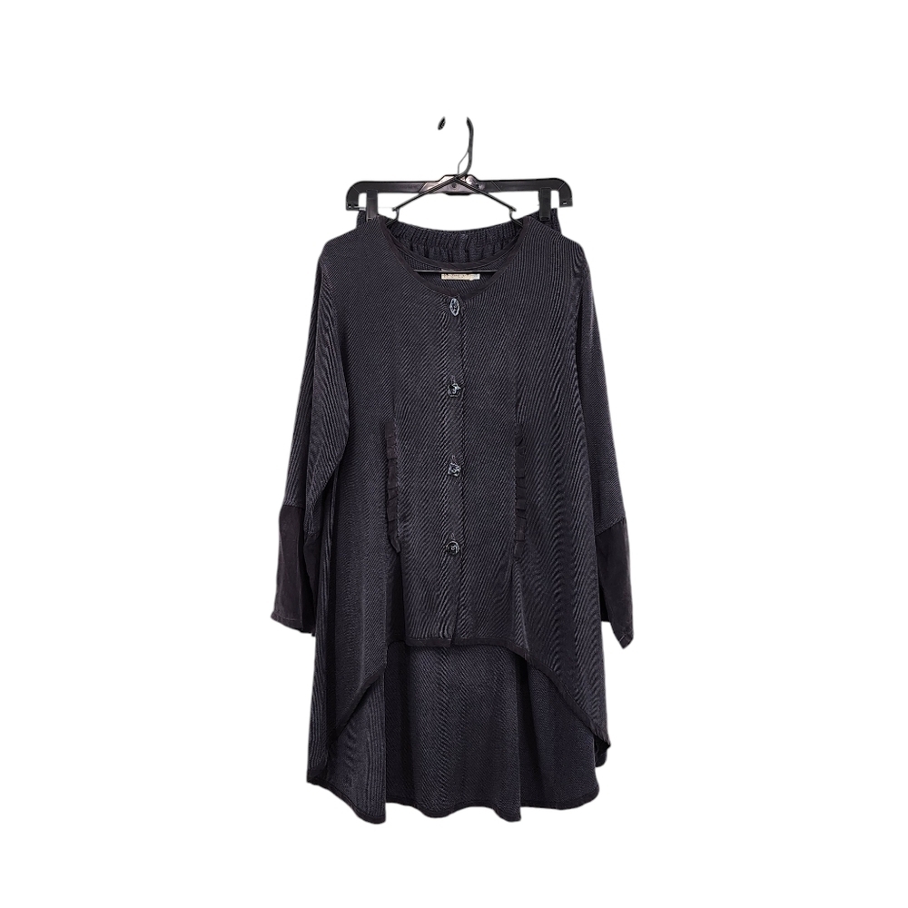 Bodil Women's Vintage Asymmetrical Tunic Top and Skirt Set Lagenlook Dark Gray